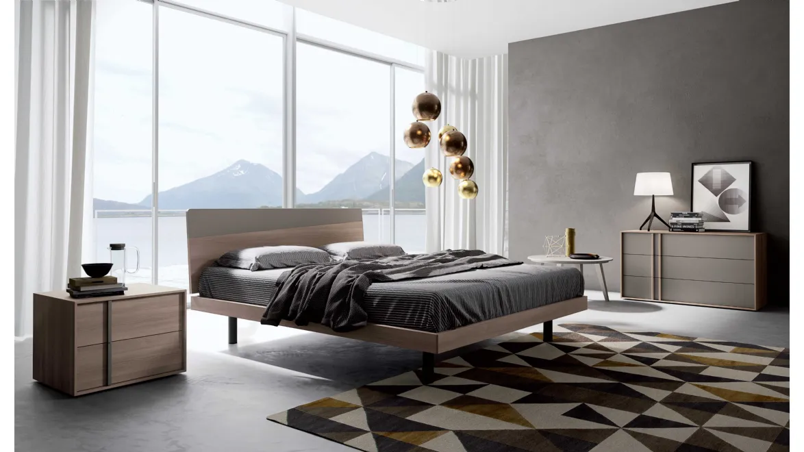 Gruppo Notte Alfa in melaminico e laccato di Spagnol Mobili