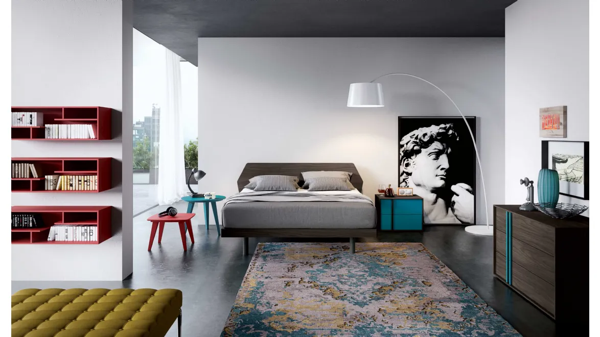 Gruppo Notte Alfa in melaminico e laccato di Spagnol Mobili