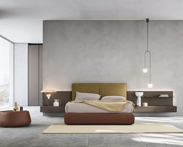 Letto in tessuto con boiserie Suite System 2 di Alf Da Frè