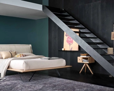 Letto con testiera rivestita in tessuto Diamante di Alta Corte
