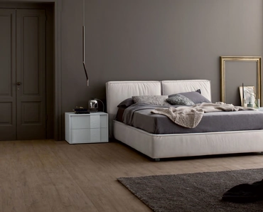 Letto in tessuto imbottito con testiera e box contenitore Beauty Spagnol Mobili