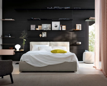 Letto imbottito Bombosoft con contenitore di Kristalia