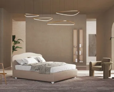 Letto imbottito con testiera sagomata e box contenitore Camilla di Ergogreen