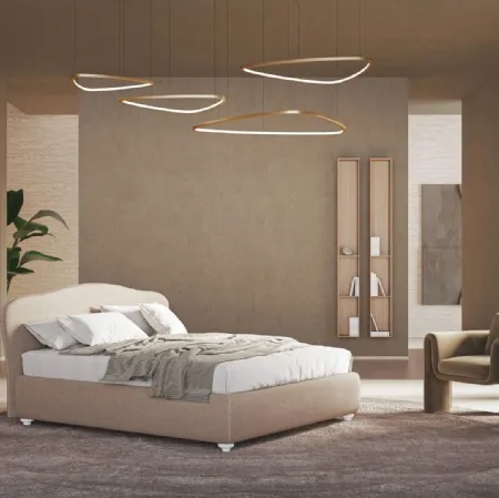 Letto imbottito con testiera sagomata e box contenitore Camilla di Ergogreen