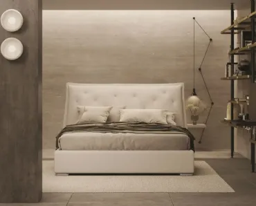 Letto in tessuto imbottito con testiera capitonné Claire di Ergogreen