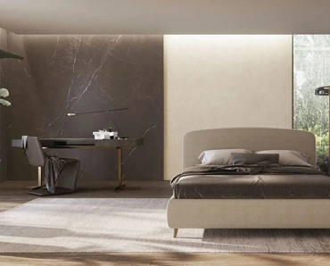 Letto in tessuto imbottito con box contenitore Guendalina di Ergogreen
