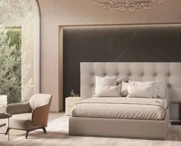 Letto imbottito con testiera trapuntata Malika Large di Ergogreen