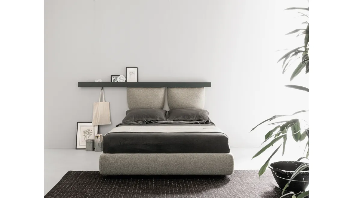 Letto in tessuto imbottito Groove Zip di Caccaro