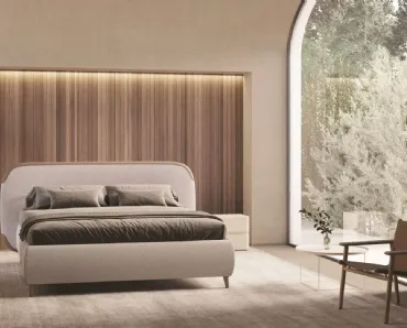 Letto contenitore con testiera imbottita Ines di Ergogreen