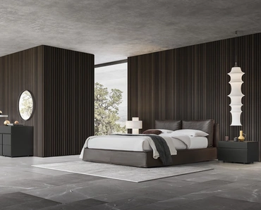 Letto in pelle con box contenitore Milano 2 di Alf Da Frè