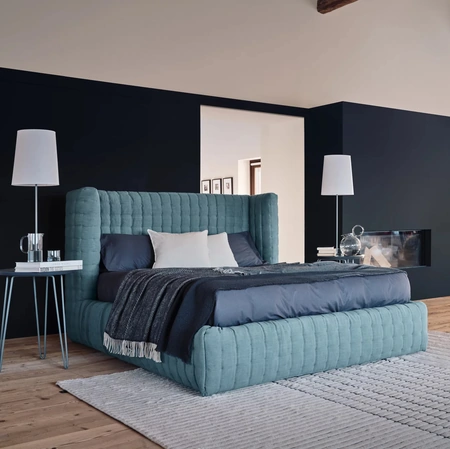 Letto in tessuto imbottito Nest di Gervasoni