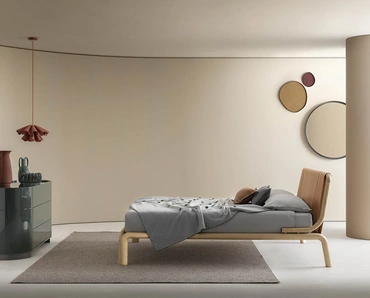 Letto in legno massello e cuoio Rovì di Alf Da Frè