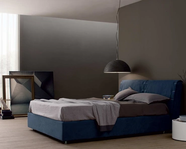 Letto in tessuto imbottito con testiera London di Spagnol Mobili