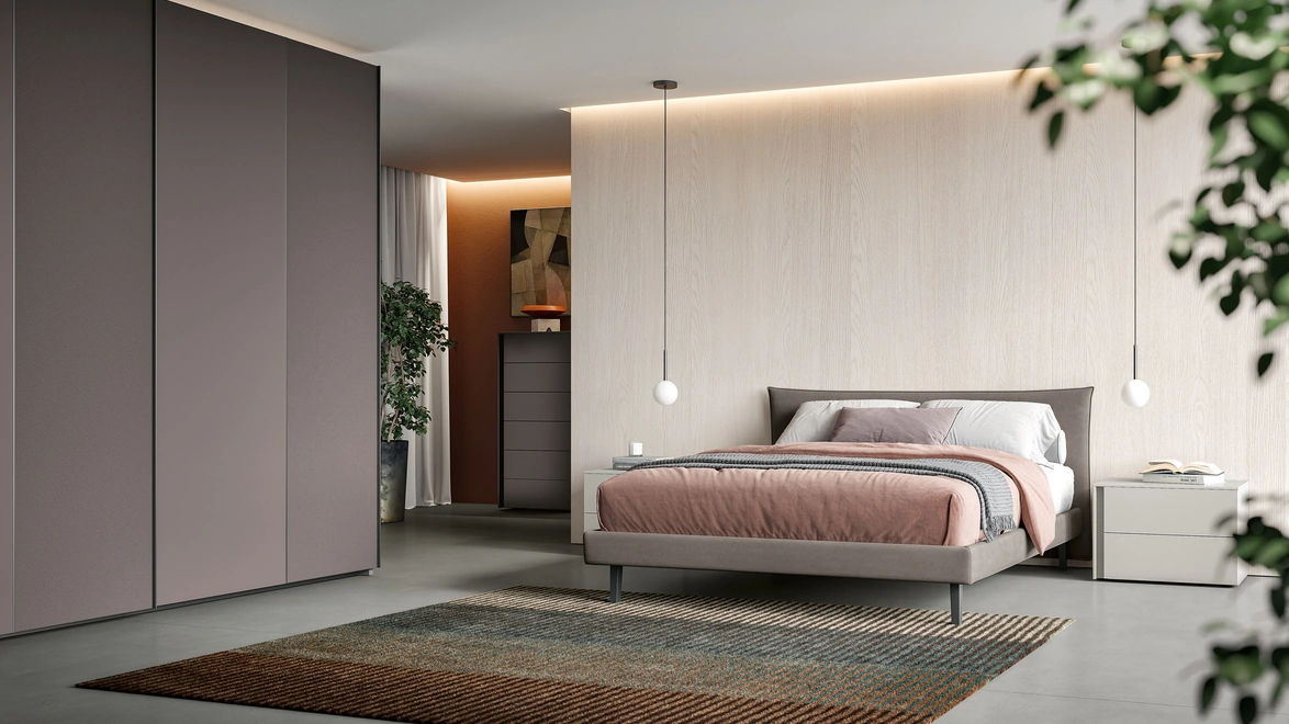 Letto matrimoniale con testiera Step di Spagnol Mobili