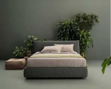 Letto imbottito morbido e avvolgente in tessuto con contenitore Toffee di Caccaro