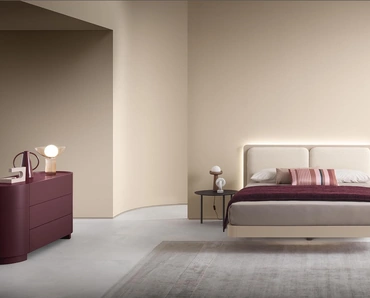 Letto Voile in legno laccato e tessuto di Alf Da Frè