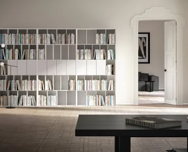 Libreria a muro Ateneo in laccato Bianco opaco di Capo d'Opera