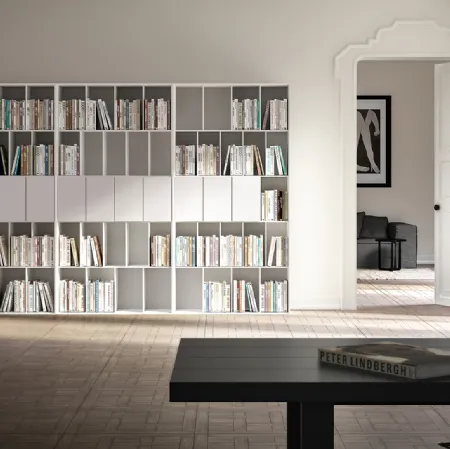 Libreria a muro Ateneo in laccato Bianco opaco di Capo d'Opera