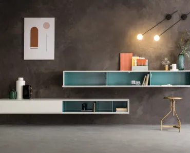 Libreria sospesa Ateneo in laccato opaco di Capo d'Opera