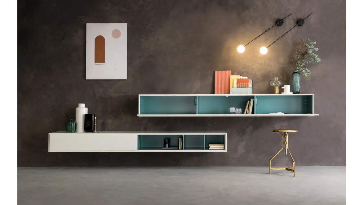 Libreria sospesa Ateneo in laccato opaco di Capo d'Opera