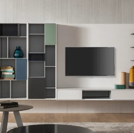 Libreria Ateneo sospesa in laccato opaco vari colori di Capo d'Opera