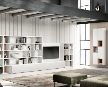 Libreria a muro Bookcase 02 in laccato opaco di Spagnol Mobili