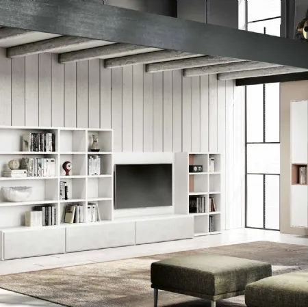 Libreria a muro Bookcase 02 in laccato opaco di Spagnol Mobili