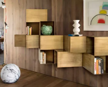 Libreria di design sospesa in metallo Cellula di Mogg