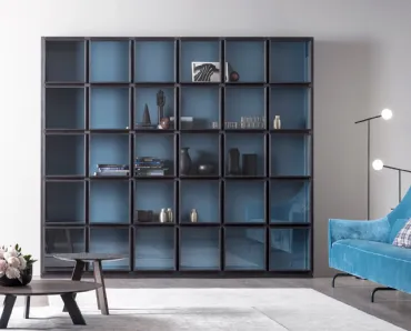 Libreria Concept in legno laccato Nero e vetro di Capo d'Opera