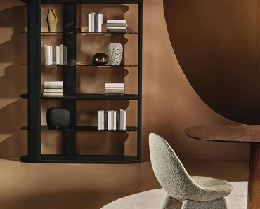 Libreria in legno massello Inlay con ripiani in legno e vetro cotto di Nature Design