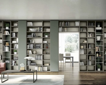 Libreria componibile a muro Living 809 in laccato opaco di Spagnol Mobili