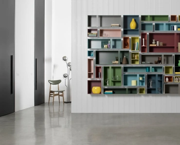 Libreria sospesa componibile Multibox in laccato opaco colori vari di Capo d'Opera