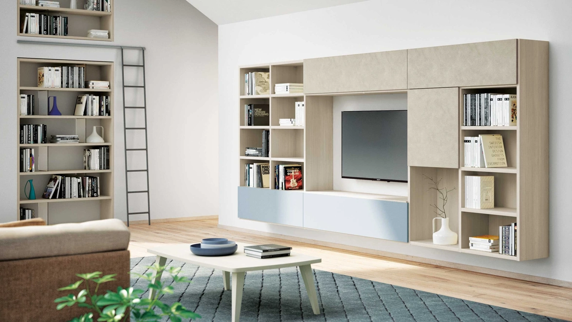 Libreria sospesa Vega Day Touch Madreperla di Spagnol Mobili