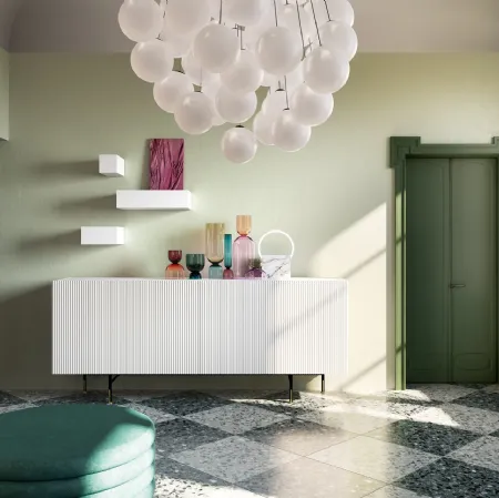 Madia Aero in laccato opaco finitura Velvet con motivo ondulato di Capo d'Opera