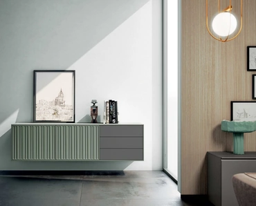 Madia sospesa Creek in laccato opaco con motivo decorativo di Spagnol Mobili