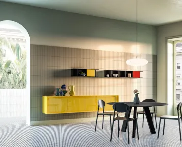 Madia sospesa Privacy in laccato Giallo lucido di Capo d'Opera