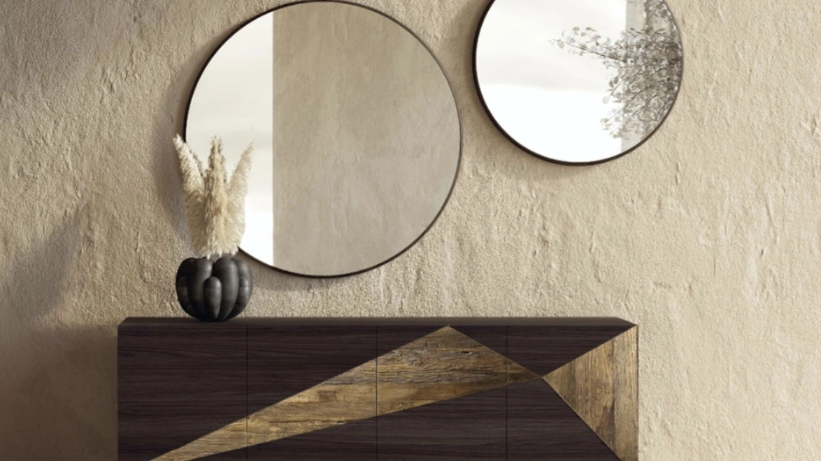 Madia in legno di Rovere Moka con inserto in legno secolare Slice di Nature Design