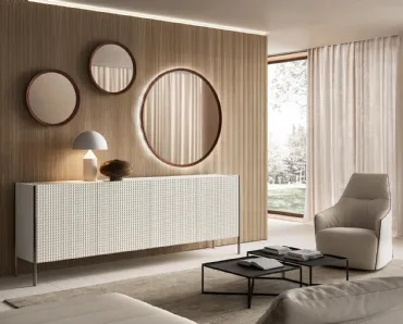 Madia Spin in laccato opaco finitura Velvet White Purity 3D Luxor di Capo d'Opera