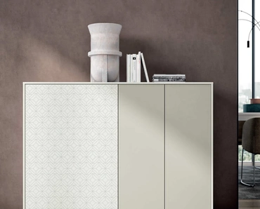 Madia Zelig Decoro in laccato opaco e serigrafia di Spagnol Mobili