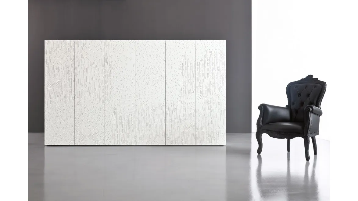 Madia monolitica Zurich in laccato Bianco con intarsi di Capo d'Opera