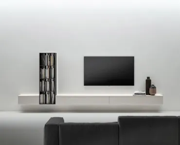 Mobile Porta Tv sospeso con Libreria di Caccaro