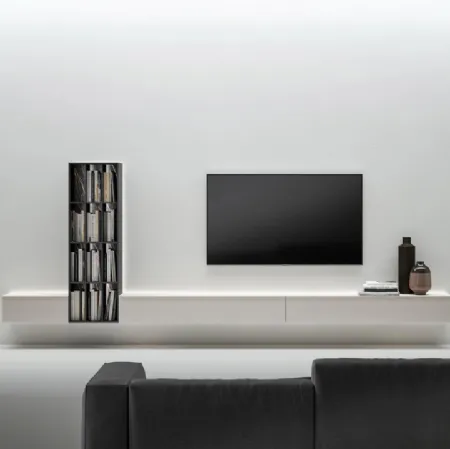 Mobile Porta Tv sospeso con Libreria di Caccaro