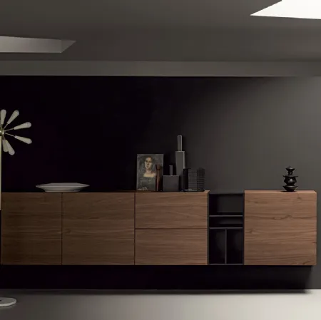 Mobile sospeso in noce con vano a giorno in laccato opaco All Day di Md House