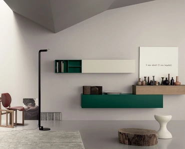 Parete Attrezzata sospesa in laccato opaco e frassino All Day 07 di Md House