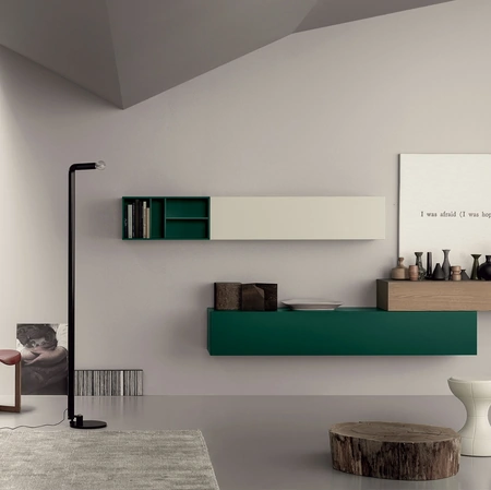 Parete Attrezzata sospesa in laccato opaco e frassino All Day 07 di Md House