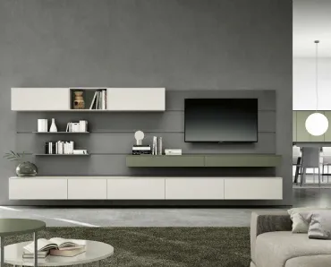 Parete Attrezzata sospesa Living 805 in laccato opaco di Spagnol Mobili