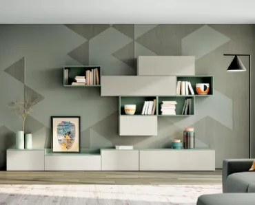 Parete Attrezzata Living 810 in laccato opaco di Spagnol Mobili