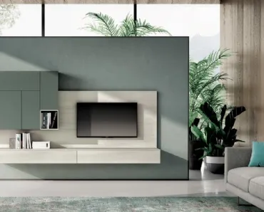 Parete Attrezzata Living 813 in melaminico e laccato opaco di Spagnol Mobili