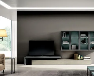 Parete Attrezzata Living 814 in melaminico e laccato di Spagnol Mobili