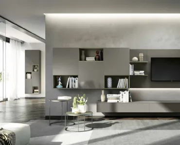 Parete Attrezzata sospesa Living 830 in laccato opaco di Spagnol Mobili